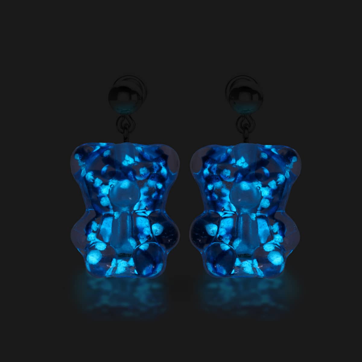 Tanzanite | .925 Sterling Silver | Firefly Glass Bear Drop Stud Earrings